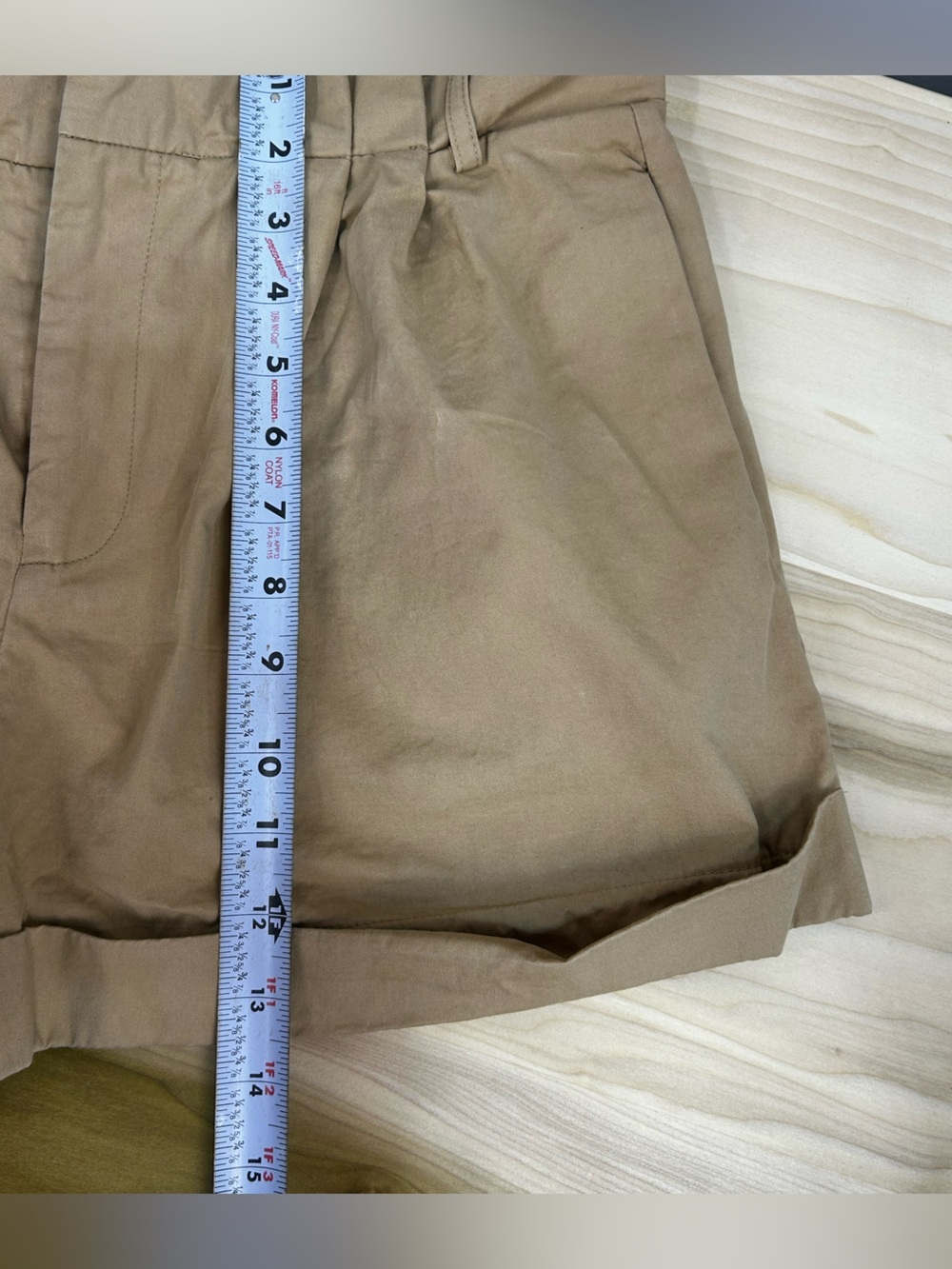 Zara Tan High-Waist Pleated Cuffed Shorts - Picture 4 of 4